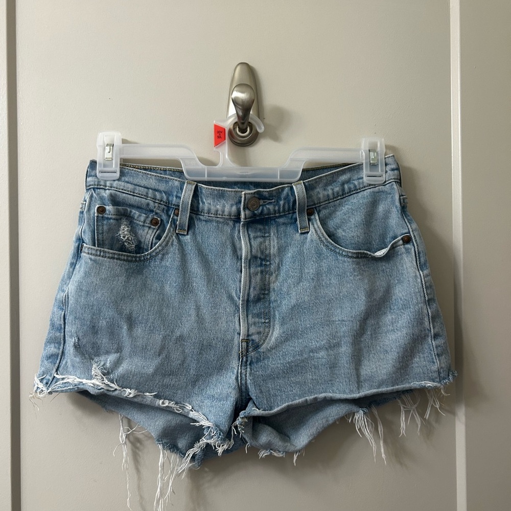 Levi's Light Blue Distressed Jean Shorts